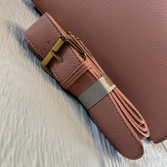 Vegan Leather [bebe] Pink NWT Convertible Handbag | Purse Tassels Gold Hardware - Picture 10 of 16